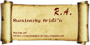Ruzsinszky Arián névjegykártya